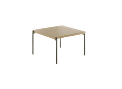 Table en bois élégante avec pieds en acier inoxydable