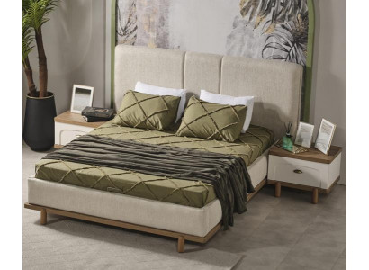 Lit moderne rembourré de luxe en bois avec tissu en velours