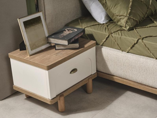 Ensemble complet pour chambre à coucher avec tables de nuit, lit et armoire de 4 pièces