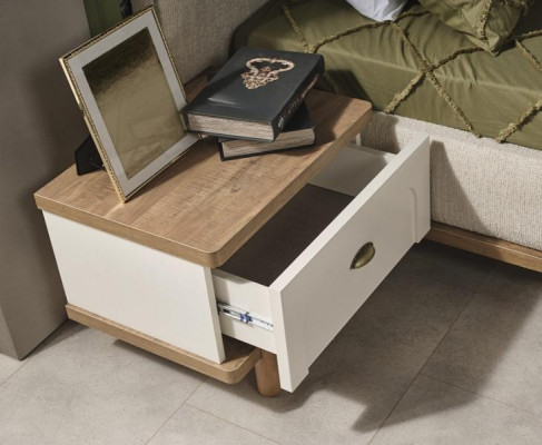 Ensemble complet pour chambre à coucher avec tables de nuit, lit et armoire de 4 pièces