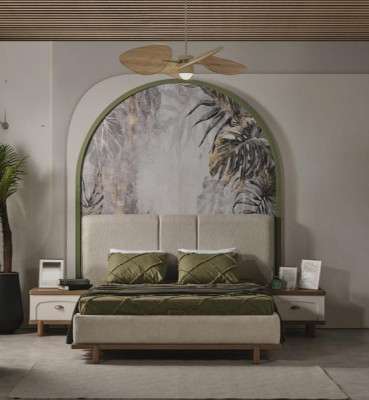 Ensemble de chambre à coucher de luxe design lit + 2x tables de nuit en bois moderne complet