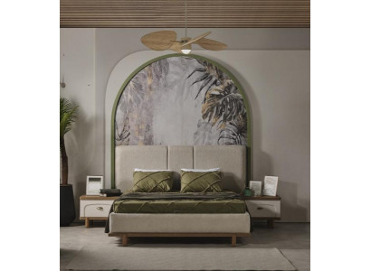 Ensemble de chambre à coucher de luxe design lit + 2x tables de nuit en bois moderne complet