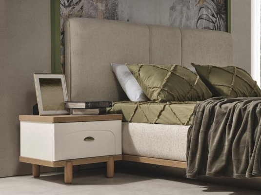 Ensemble de chambre à coucher de luxe design lit + 2x tables de nuit en bois moderne complet