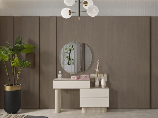 Ensemble de coiffeuse de luxe avec miroir design en 2 pièces