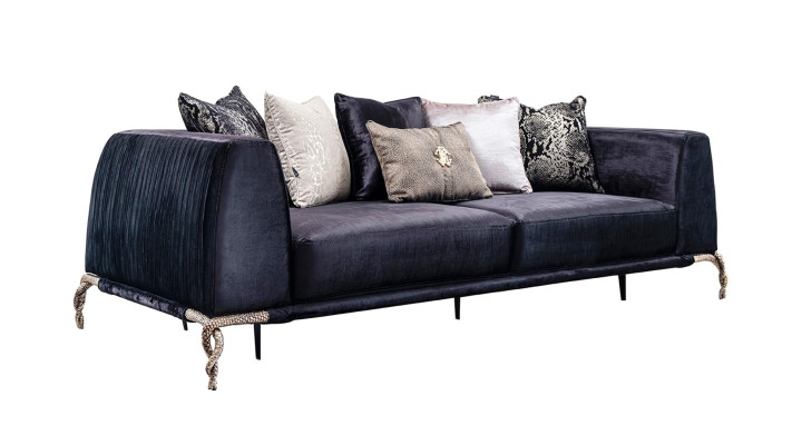 Ensemble de meubles pour salon avec canapé, lampe, miroir et pouf de 7 pièces