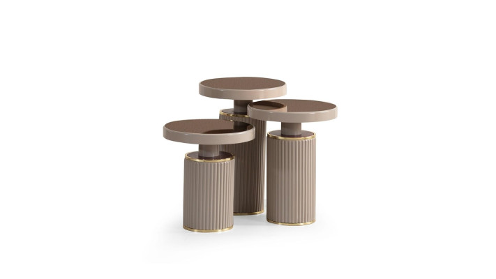 Jeu de tables 3x beige table de salon ronde table moderne de luxe nouvelle