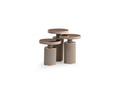 Jeu de tables 3x beige table de salon ronde table moderne de luxe nouvelle