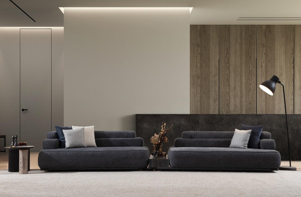 Canapé moderne trois places pour salon avec rembourrage au design inclusif et confortable