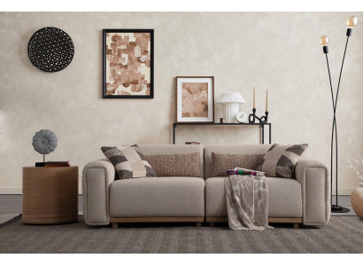 Canapé 3 places en tissu Canapé rembourré Canapé Beige Salon Relax Nouveau