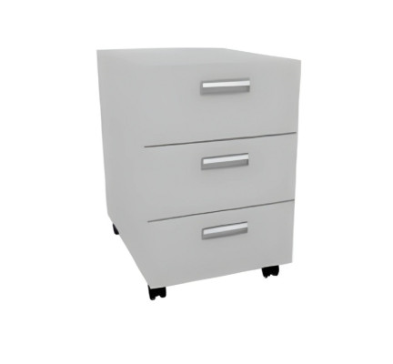 Commode blanche élégante avec tiroirs sur roulettes en bois