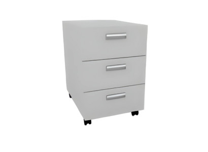 Commode blanche élégante avec tiroirs sur roulettes en bois