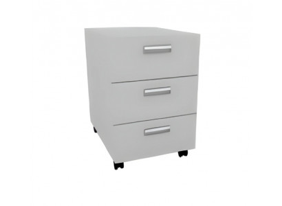 Commode blanche élégante avec tiroirs sur roulettes en bois