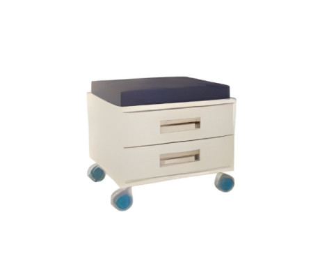 Commode blanche élégante avec assise rembourrée et tiroirs