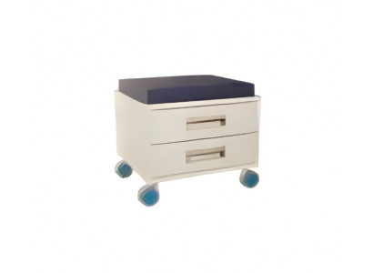 Commode blanche élégante avec assise rembourrée et tiroirs