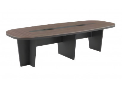 Table de conférence moderne avec surface en bois marron, forme ovale, table de réunion