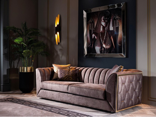 Canapé moderne 2 places salon luxe design bois meubles rembourrés tissu nouveau