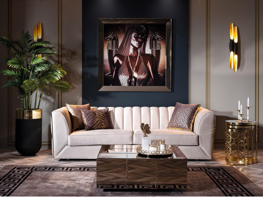 Canapé moderne élégant de luxe 3 places, meubles en bois, tissu rembourré neuf