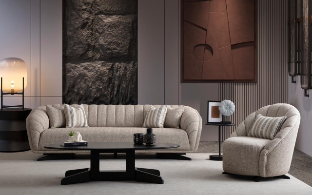Jeu de canapés 3 places Design Canapé Fauteuils Moderne Luxe Neuf