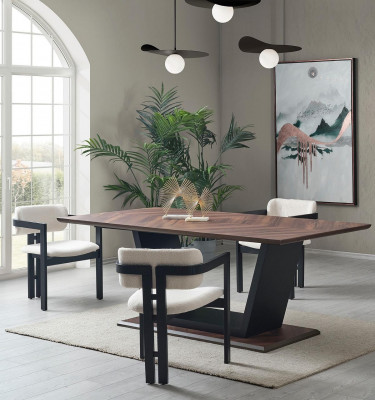 Table à manger de luxe meubles de salon bois acier design nouvelles