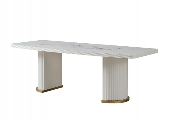 Table à manger de luxe Table à manger moderne en bois blanc