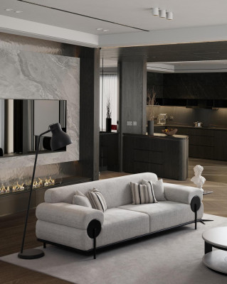 Canapé 3 places en tissu design moderne gris