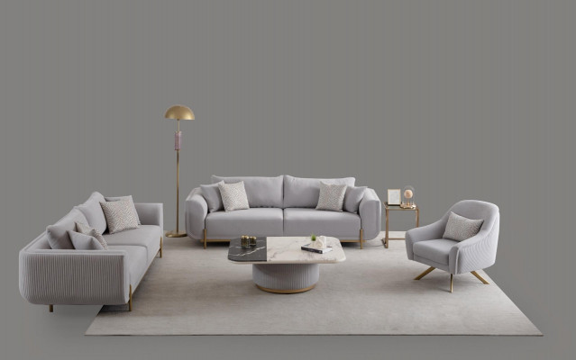 Canapé 3+3+1 places Nouveau Design Canapés Fauteuils Tissu Relax Moderne