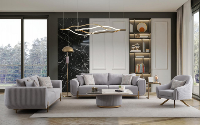 Canapé 3+3+1 places Nouveau Design Canapés Fauteuils Tissu Relax Moderne