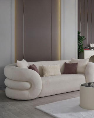 Ensemble de canapé 3 places et fauteuil couleur blanche 3 pièces nouveau design salon