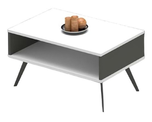 Table basse moderne en bois avec espace de rangement blanc