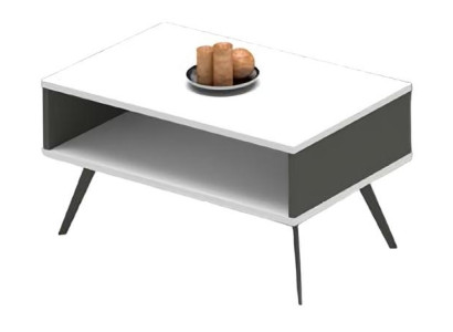 Table basse moderne en bois avec espace de rangement blanc