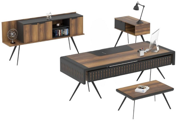 Ensemble de bureau marron table table d'appoint table en bois