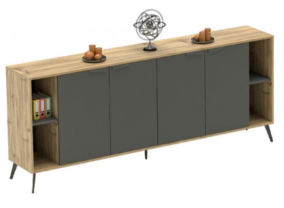 Armoire de bureau Comò Étagère Sideboard Étude Beige Gris