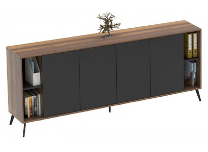 Meuble d'appoint Mobiletto Armoire de bureau Étagère pour documents Chambre de travail Marron Noir