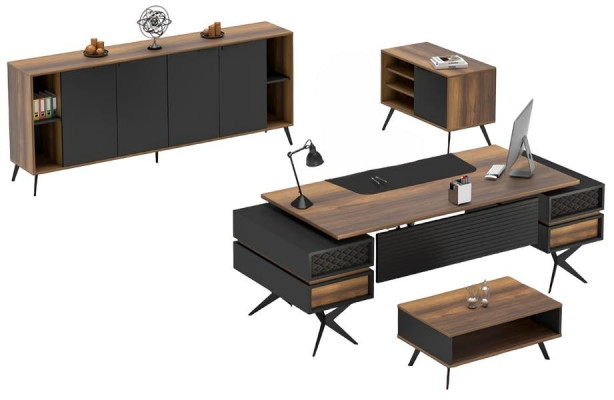 Commode Sideboard meuble pour bureau armoire marron noir