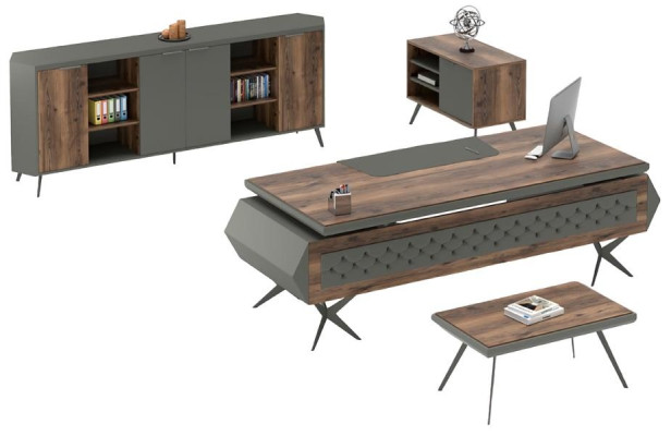 Table de travail bureau meuble buffet mobilier de bureau ensemble de 4 pièces