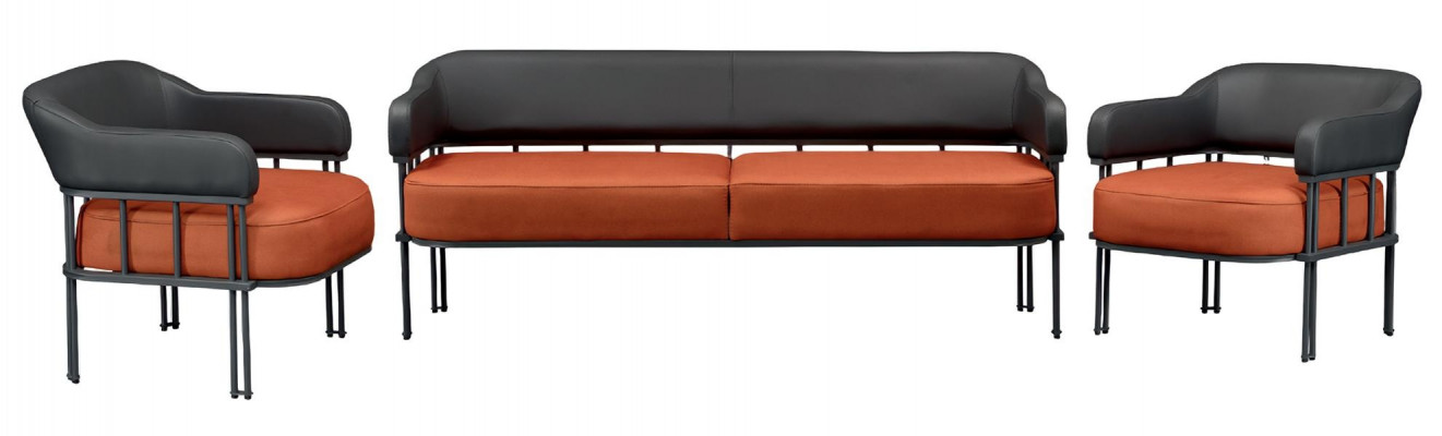 Ensemble de meubles de salon 3 pièces avec fauteuil en cuir moderne