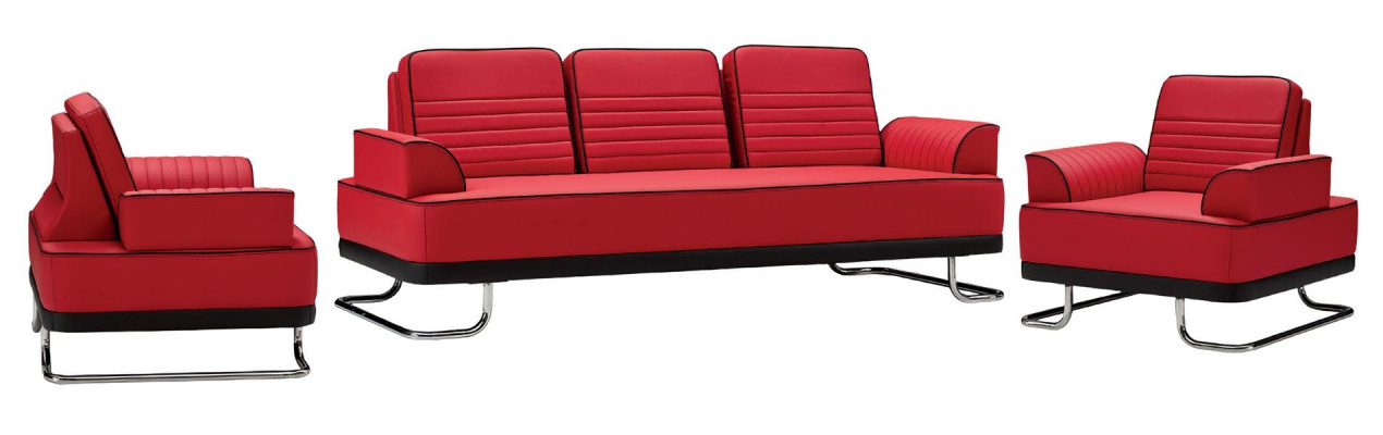 Ensemble de canapés 3 pièces 3+1+1 en cuir pour salon d'excellence esthétique