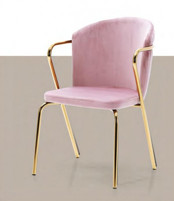 Ensemble de salle à manger table extensible marbre blanc chaises roses acier 5 pièces