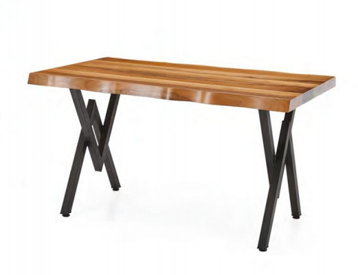 Table à manger table de jardin table de terrasse table avec bord naturel bois acier inoxydable
