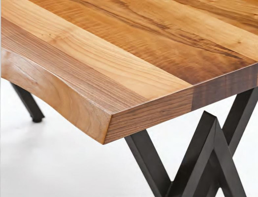 Mobilier de salle à manger meubles de terrasse chaises en métal table avec bord naturel orange