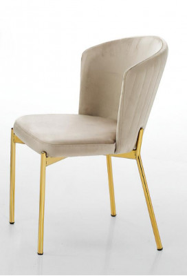 Chaise de salle à manger chaise de salon fauteuil beige bois acier inoxydable