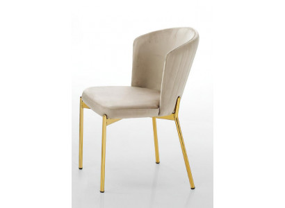 Chaise de salle à manger chaise de salon fauteuil beige bois acier inoxydable