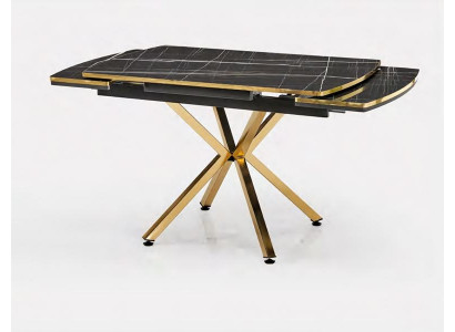 Table à manger 120x80 Noir Or Tables de salle à manger Salle à manger Métal Marbre
