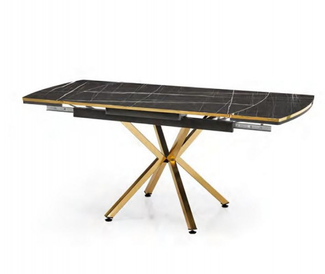 Table à manger 120x80 Noir Or Tables de salle à manger Salle à manger Métal Marbre