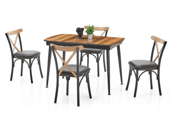 Ensemble de salle à manger compact avec table et 4 chaises, groupe de chaises 5 pièces.