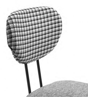 Chaise de terrasse Chaise de salle à manger Chaise rembourrée à carreaux Top Gris Métal