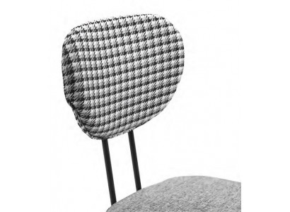 Chaise de terrasse Chaise de salle à manger Chaise rembourrée à carreaux Top Gris Métal