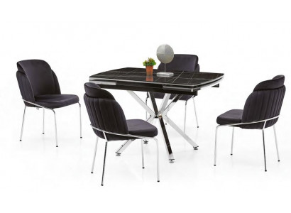 Chaise de salle à manger Chaise de salon Chaise rembourrée avec pieds en métal Noir