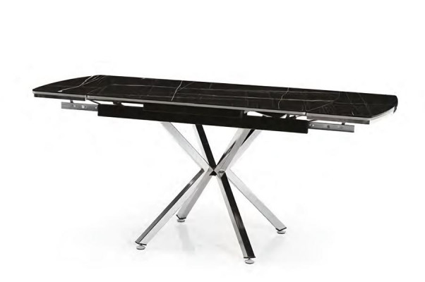 Table à manger Table extensible Table de salon en marbre noir acier inoxydable