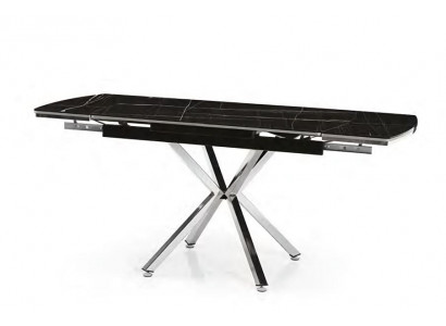 Table à manger Table extensible Table de salon en marbre noir acier inoxydable